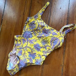 J.Crew Squareneck one-piece in Ratti® golden paisley